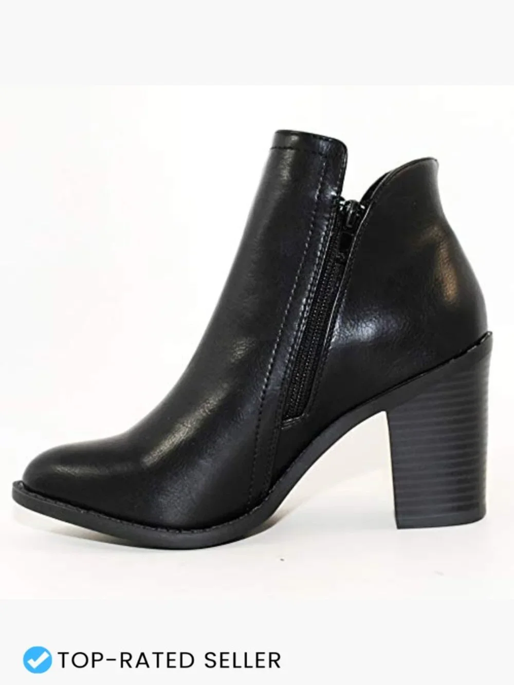 Ankle Booties Side Zip Chunky Heel Faux Suede Casual